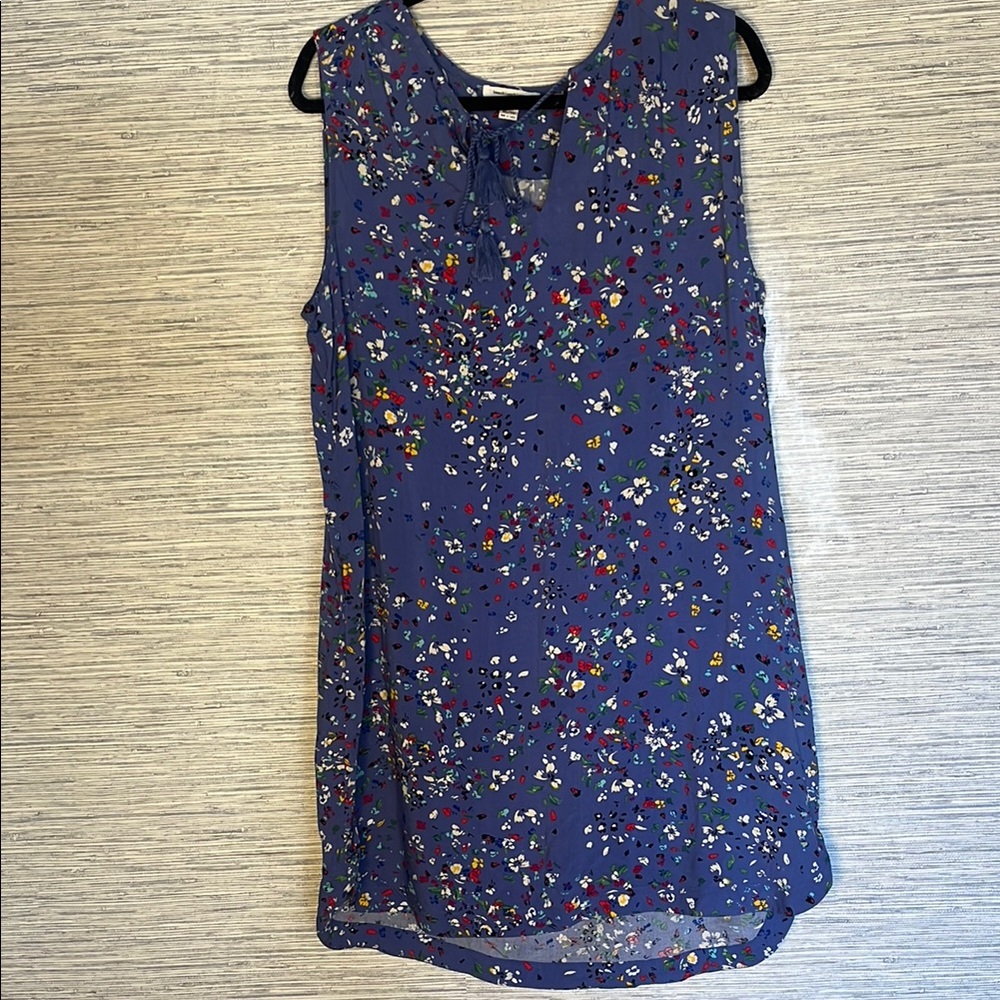 Beachlunchlounge Blue Sleeveless Midi Dress with Floral Print Size XL (575)